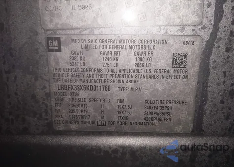 2019 Buick Envision Awd Premium I z USA, uszkodzony, nr VIN LRBFX3SX6KD011760